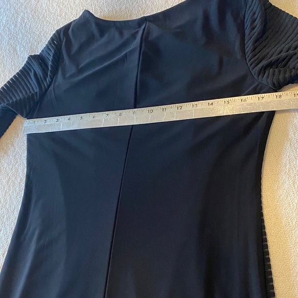 Nine West Mesh Black and Tan Striped Long Sleeve knee length Dress 3/4 length - Picture 8 of 10